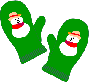 a pair of green mittens